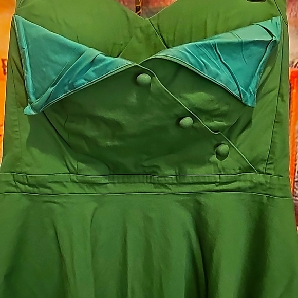 Lindy Bop Rockabilly 50s Style Dress Green with accents size 20 - Picture 2 of 4